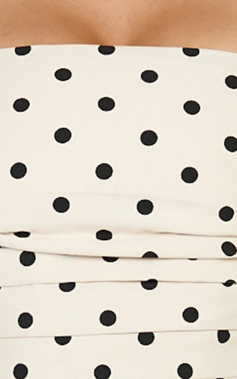 Lillie Two Piece Set - Halter Top And Matching Shorts Set in Black & White polka
