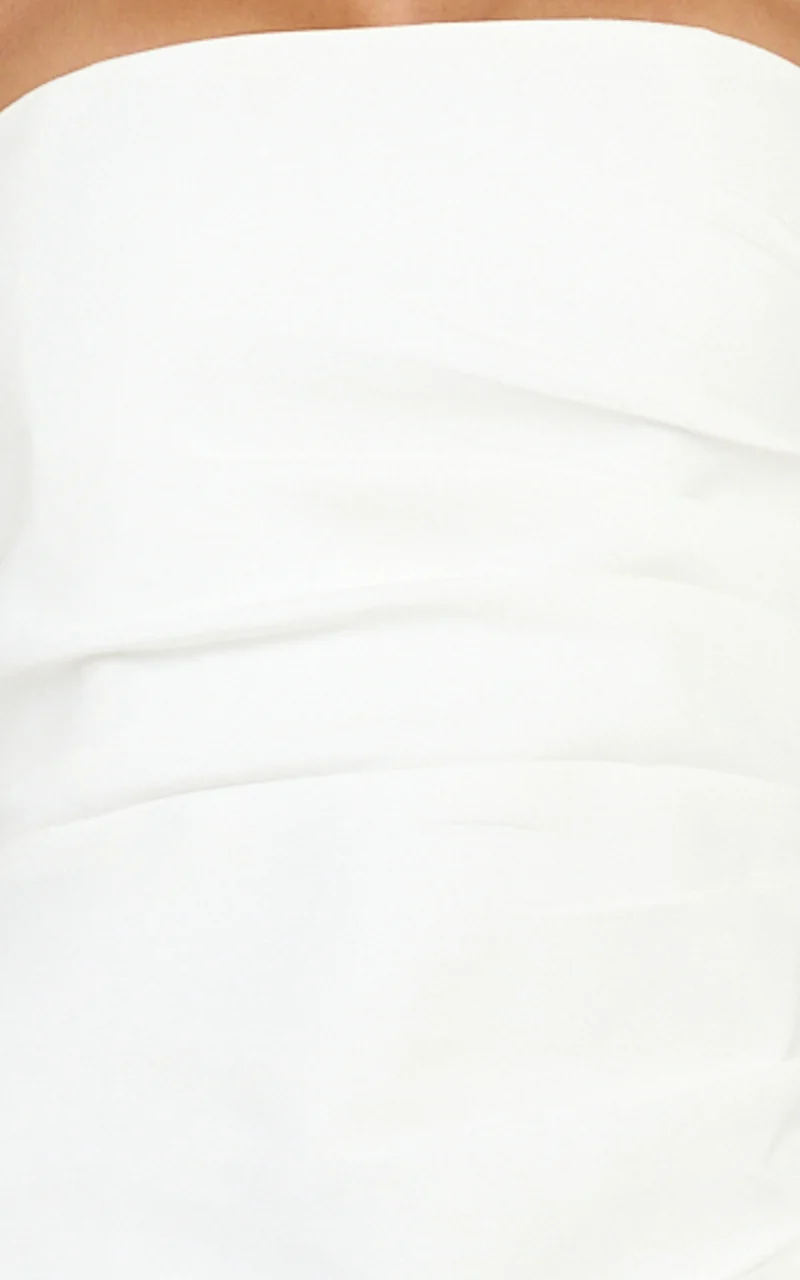 Inaya Mini Dress - Strapless Flounce Hem Dress in Off White