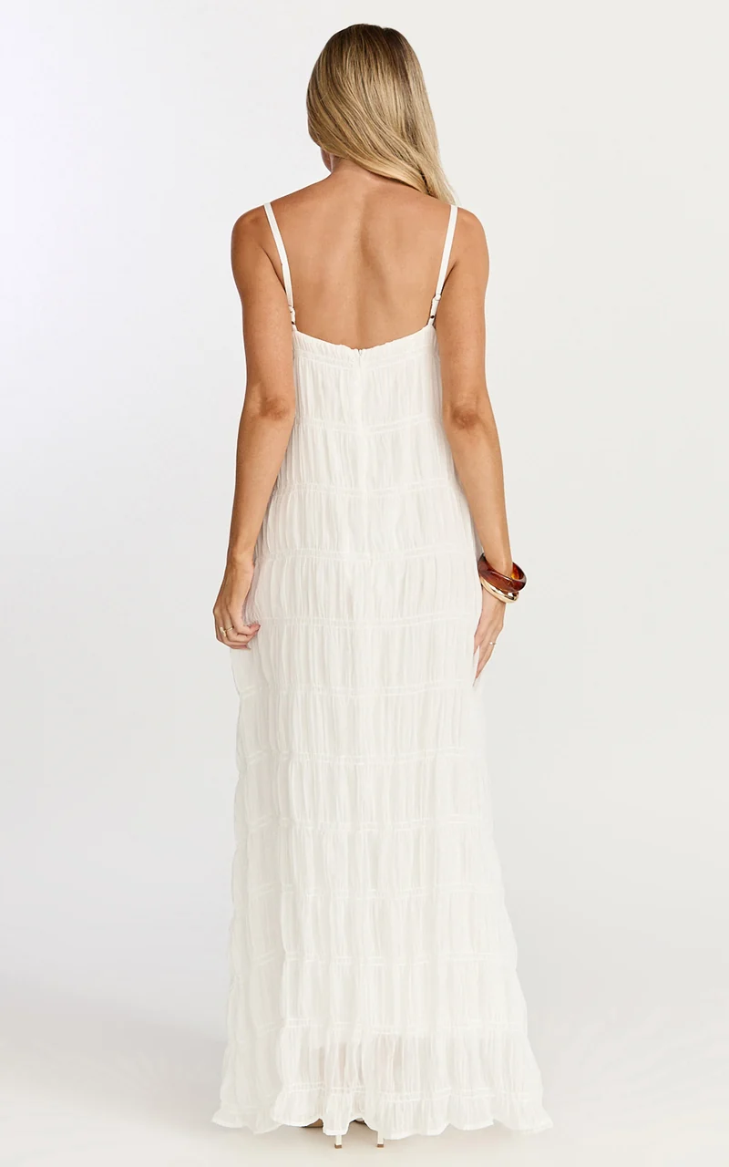 Cleo Maxi Dress - Textured Detail Dress in Cream