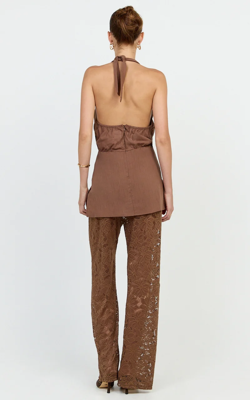 Charlotte Two Piece Set - Cowl Neck Set in Chocolate