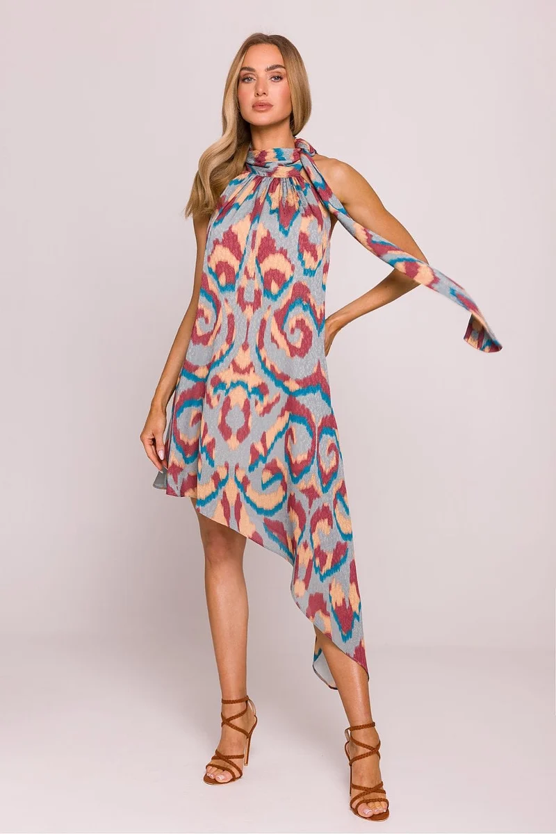 Robe asymétrique multicolore sans manches