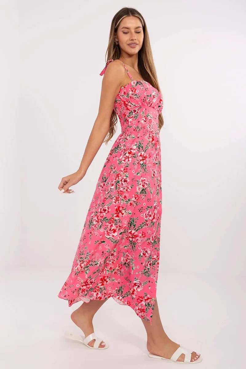 Robe été longue fluide fleurie fendue