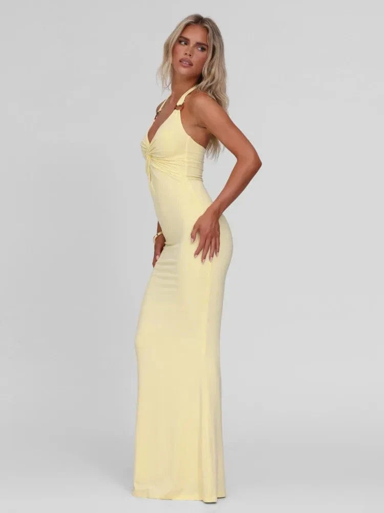 Robe jaune longue sans manches