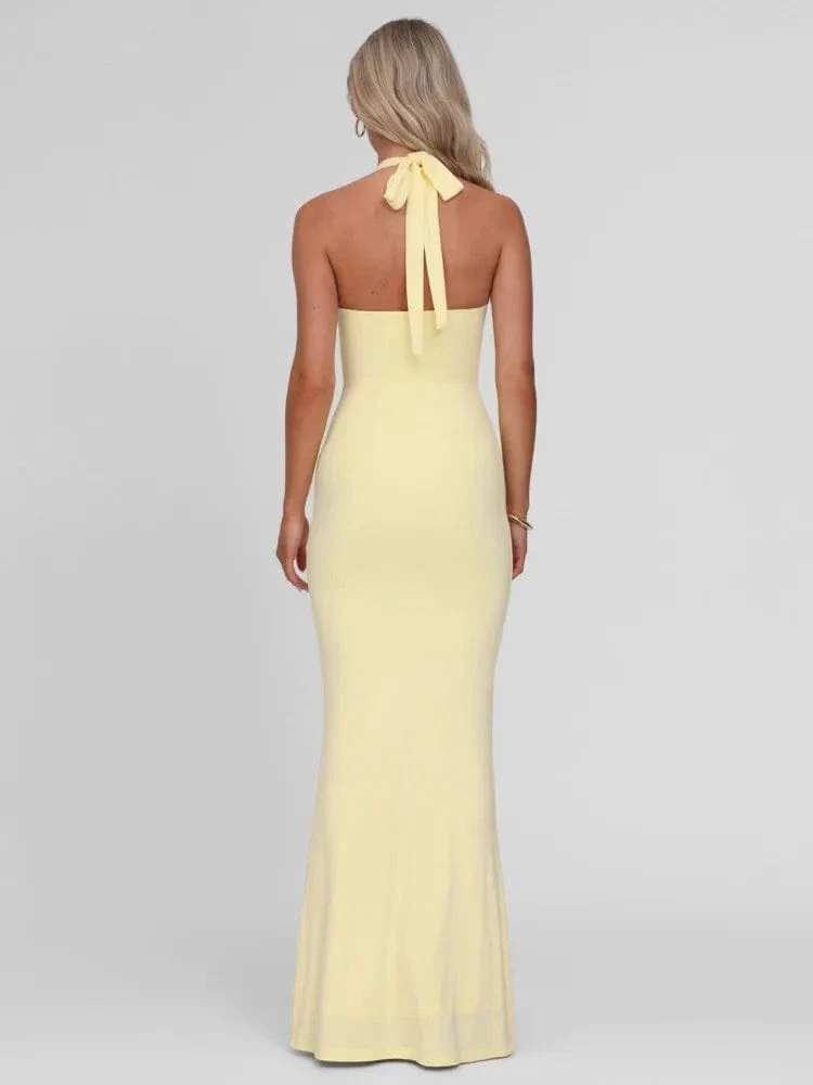 Robe jaune longue sans manches