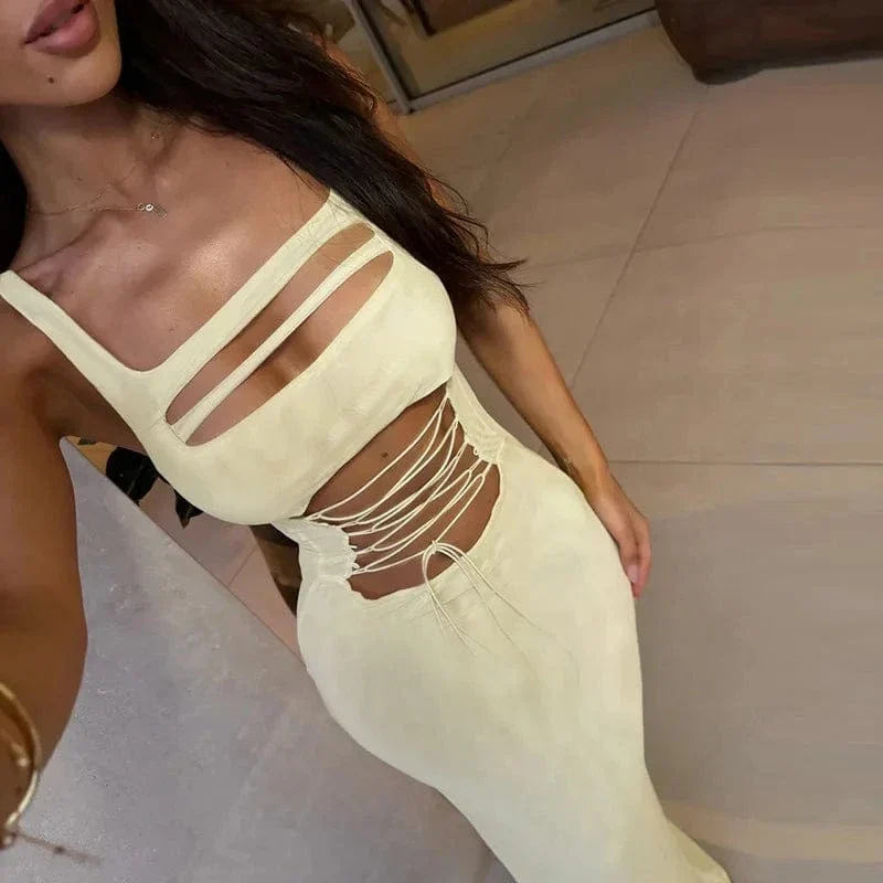 Robe de soirée longue moulante avec laçage