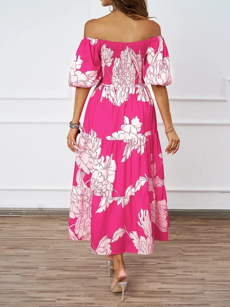 Robe à motifs floraux midi bohème