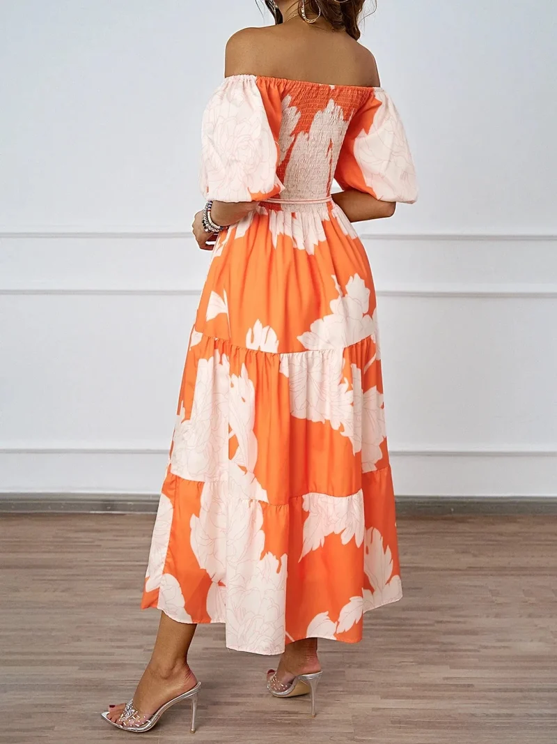 Robe à motifs floraux midi bohème