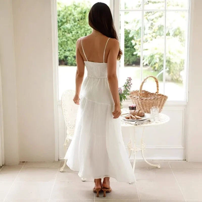 Robe blanche fluide bohème