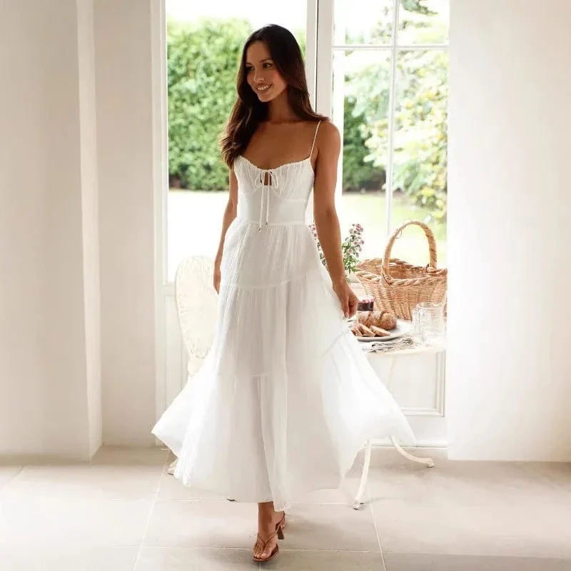 Robe blanche fluide bohème