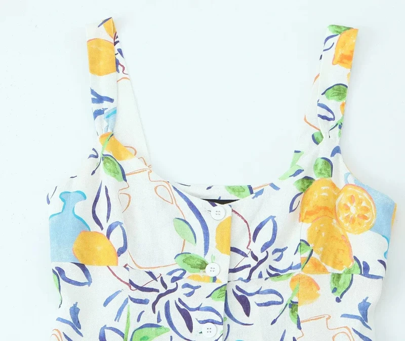 Robe été multicolore boutonnée midi