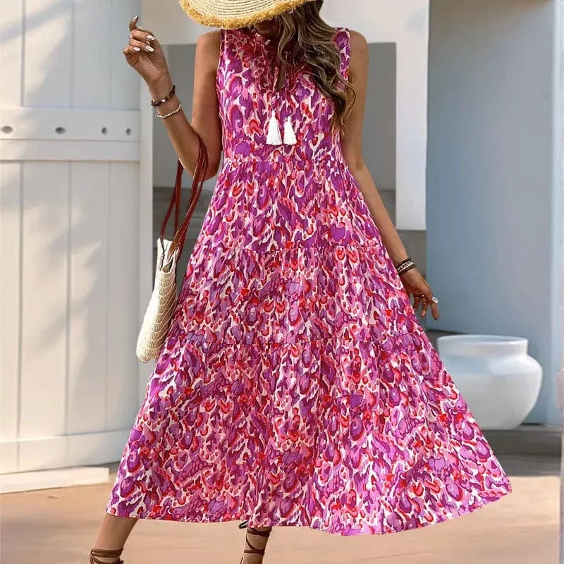 Robe de plage fleurie sans manches