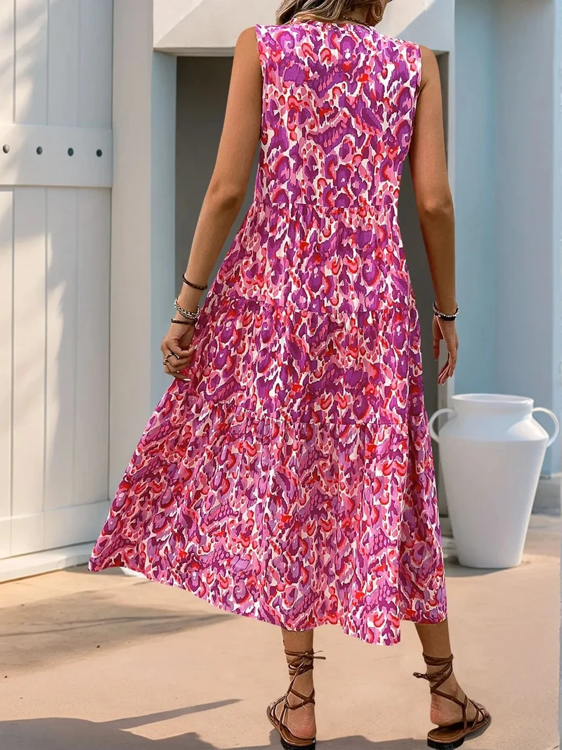 Robe de plage fleurie sans manches