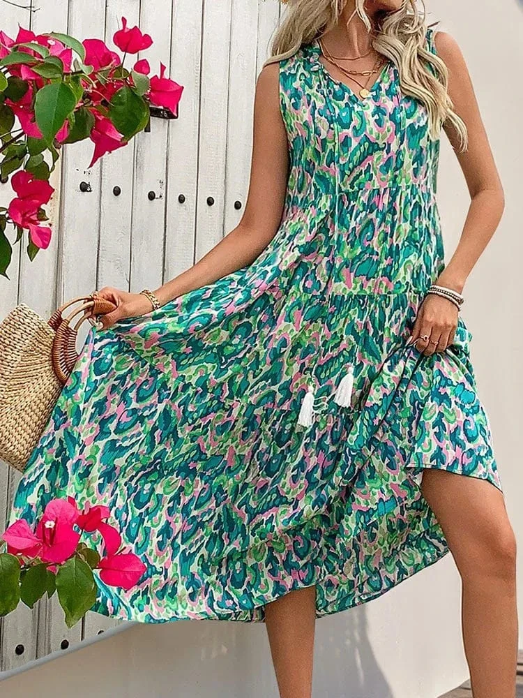 Robe de plage fleurie sans manches