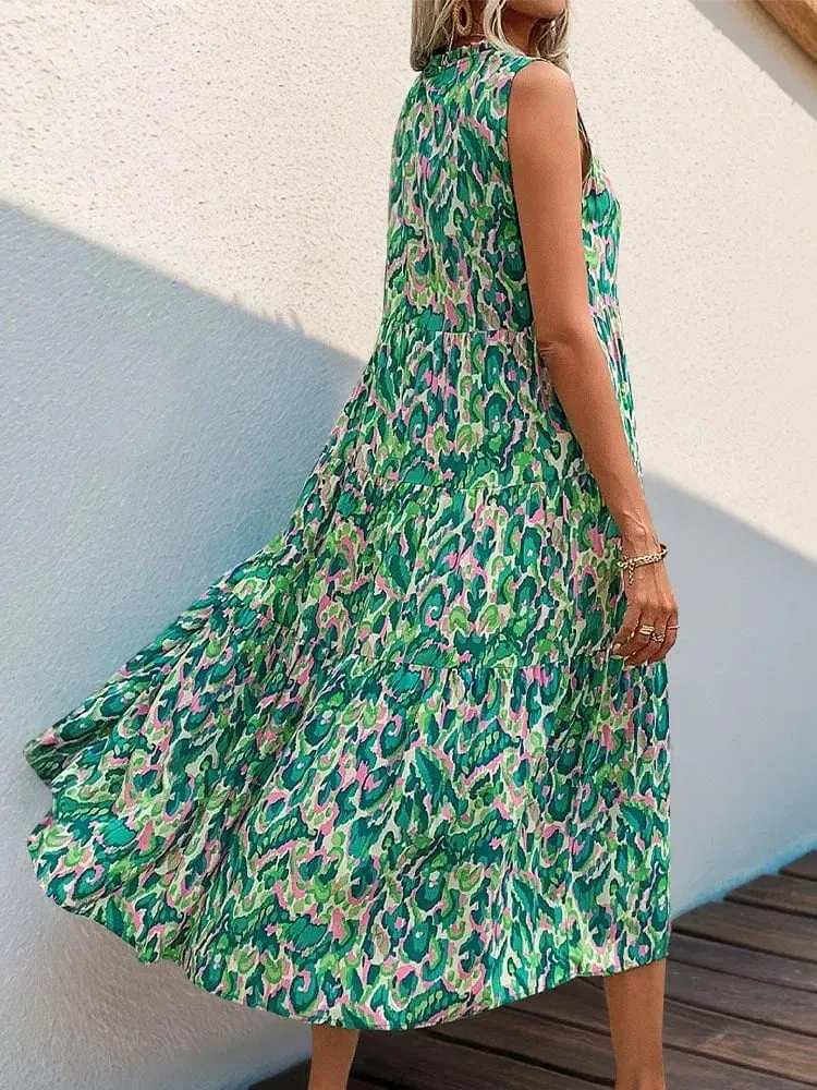 Robe de plage fleurie sans manches