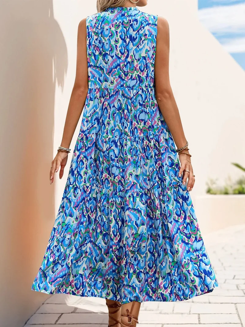 Robe de plage fleurie sans manches