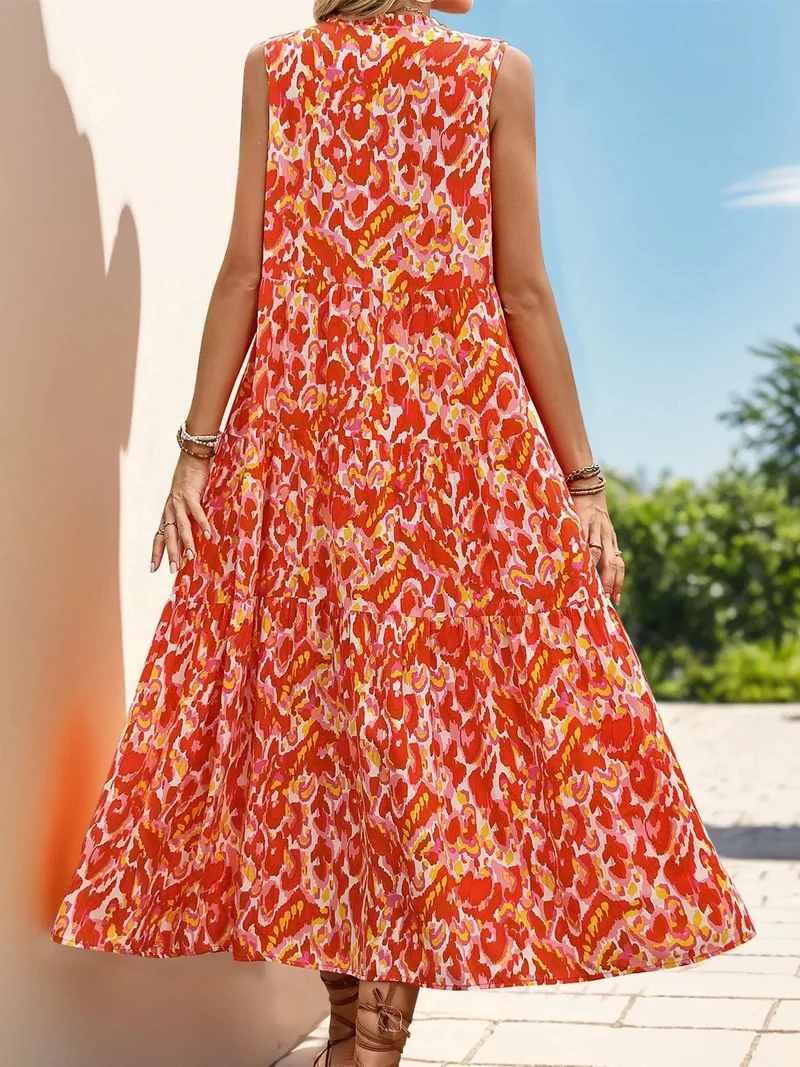 Robe de plage fleurie sans manches