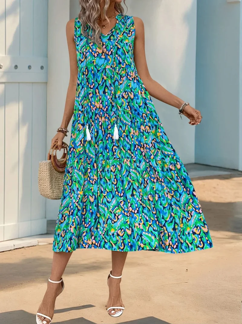 Robe de plage fleurie sans manches
