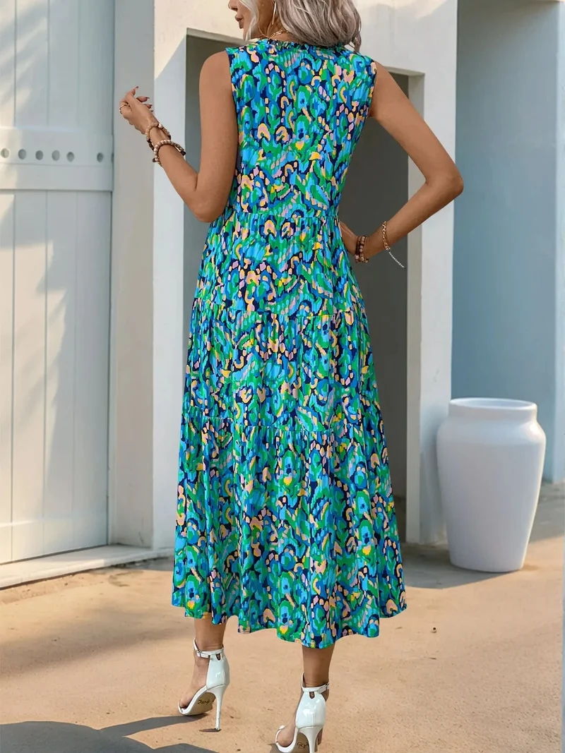 Robe de plage fleurie sans manches