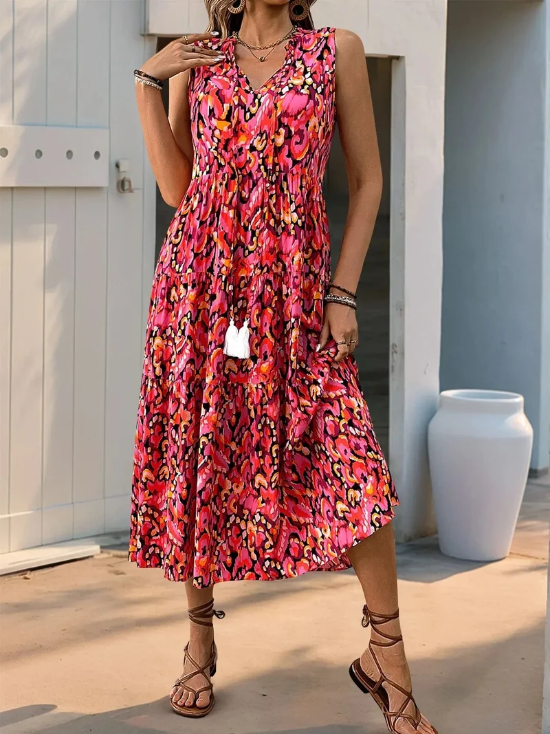 Robe de plage fleurie sans manches