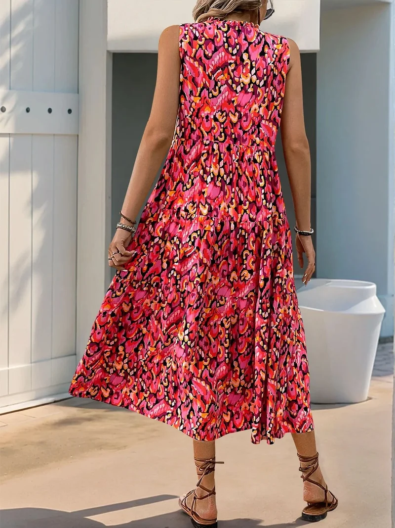 Robe de plage fleurie sans manches