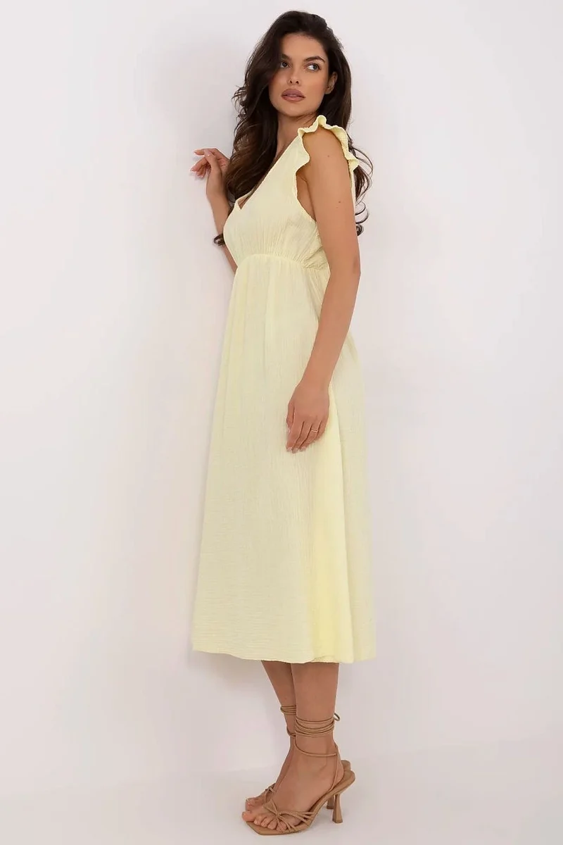 Robe été jaune midi légère