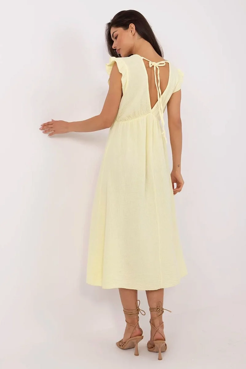Robe été jaune midi légère