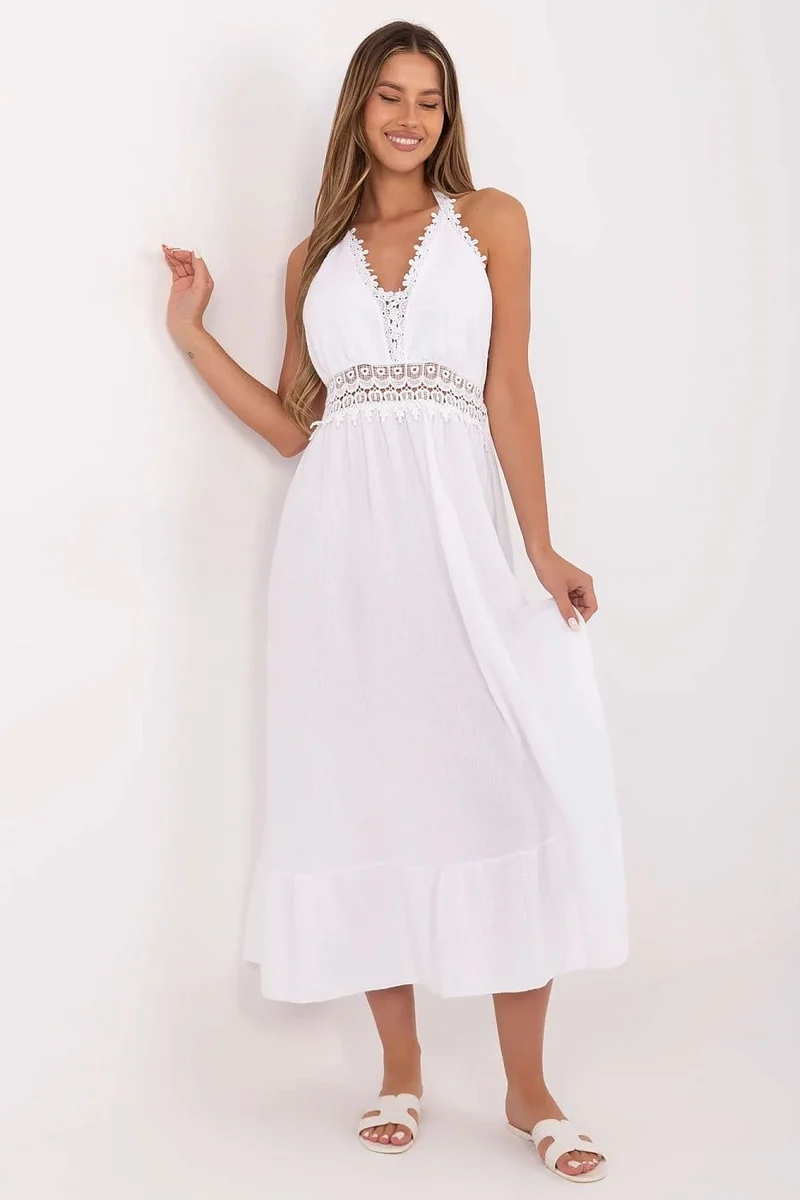 Robe été bohème blanche détails en dentelle