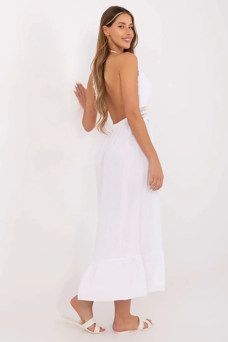 Robe été bohème blanche détails en dentelle
