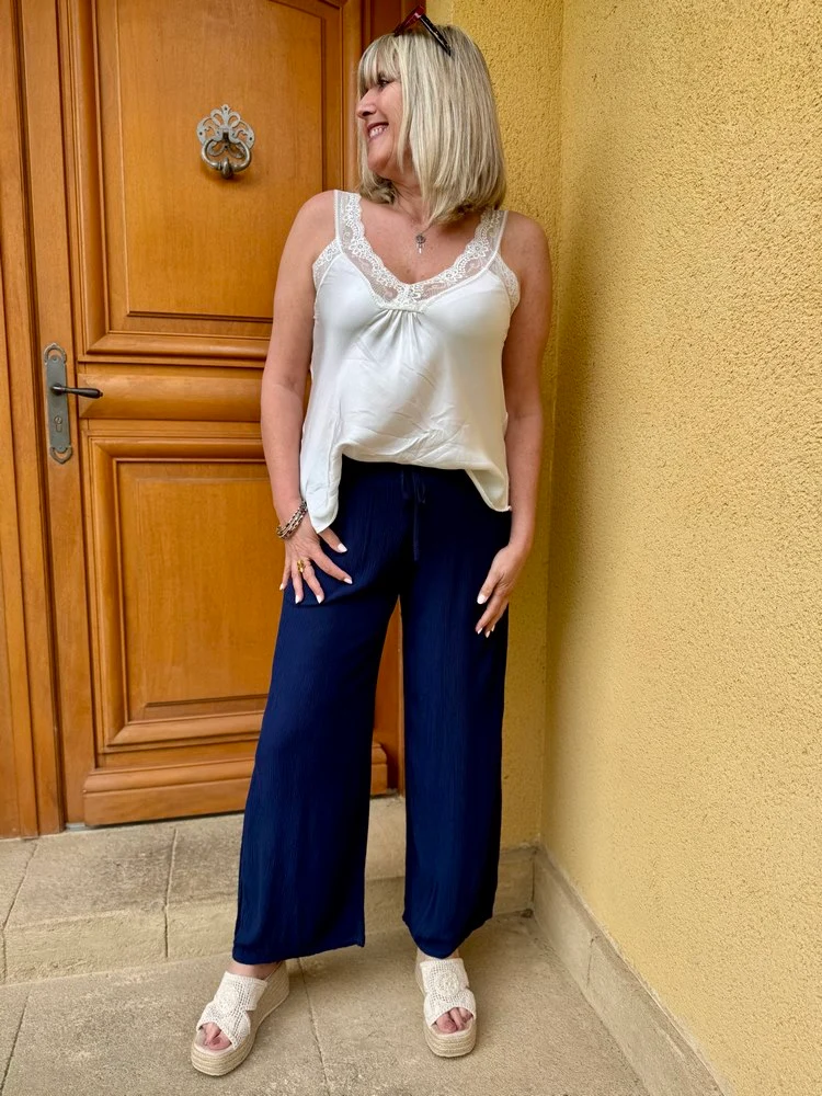 Pantalon fluide Aslo bleu marine