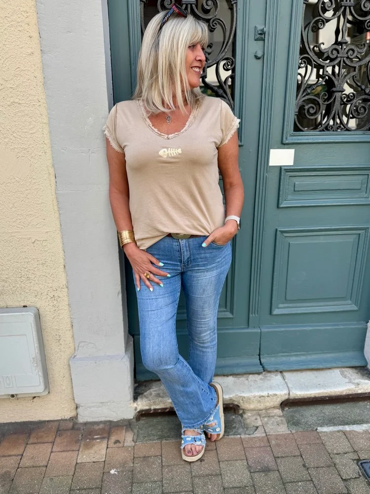Teeshirt Poisson camel clair