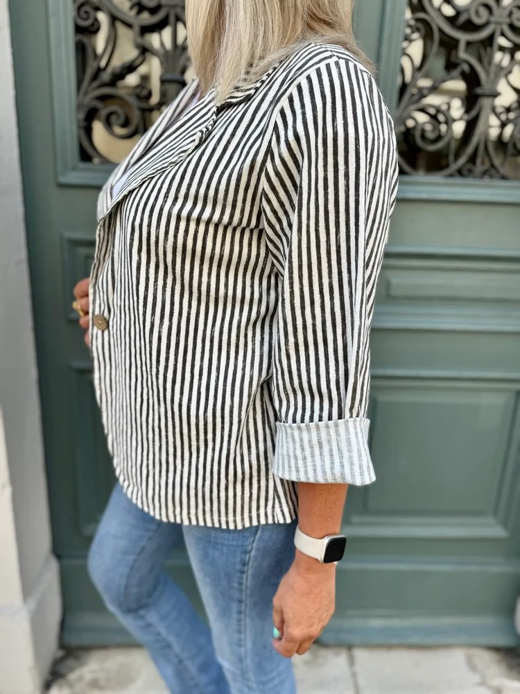 Veste tailleur coton et lin Alina gris anthracite