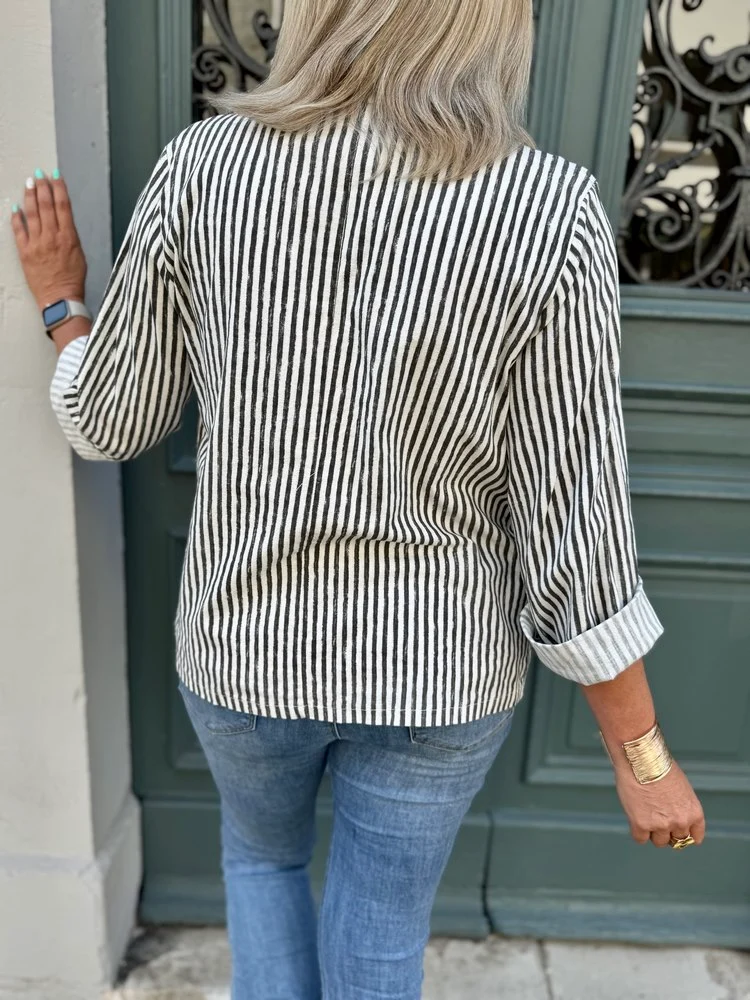 Veste tailleur coton et lin Alina gris anthracite