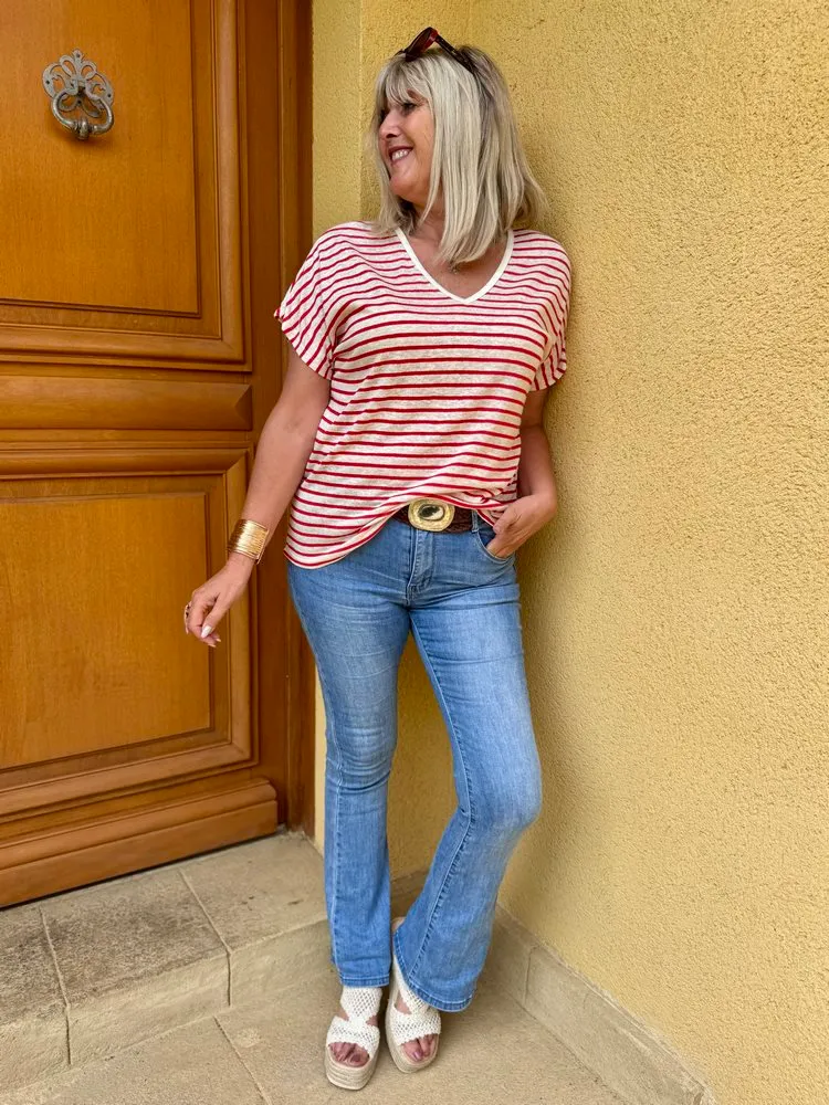 Teeshirt rayé Tilo rouge