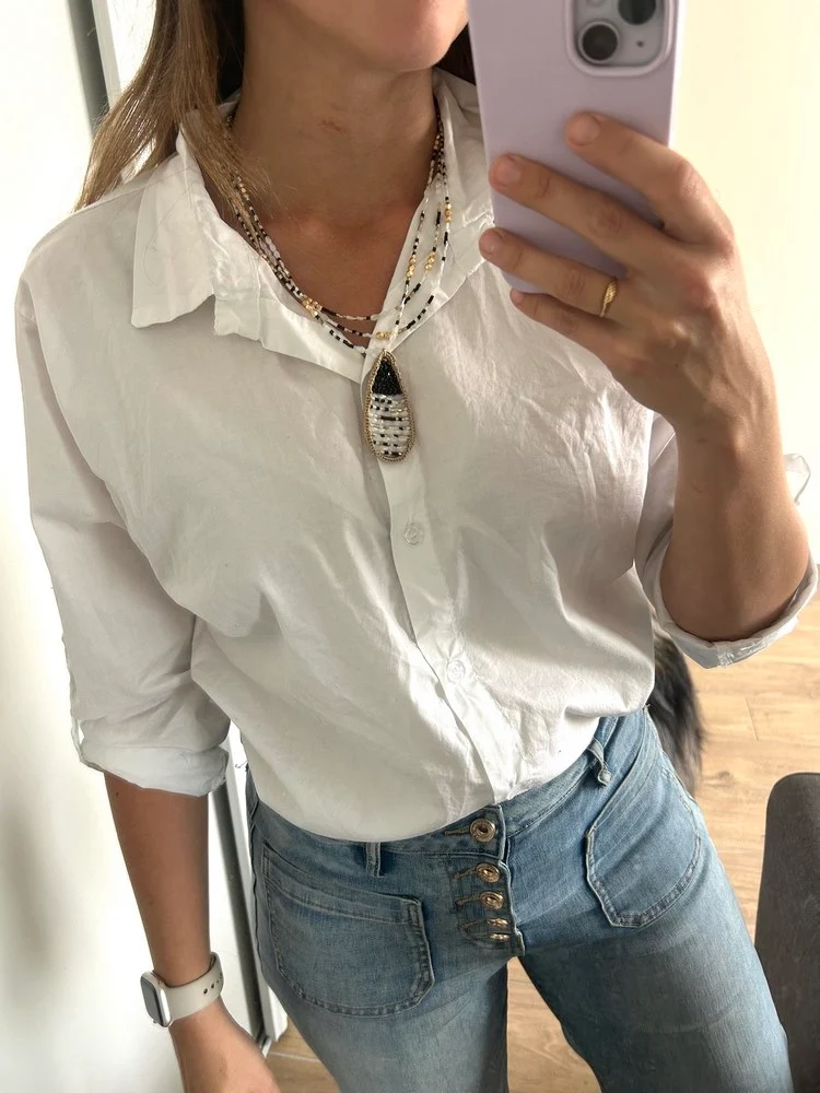 Collier Goutte en perles noir et blanc