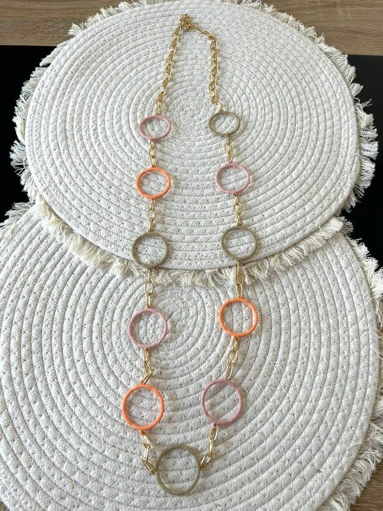 Collier sautoir Anneaux saumon