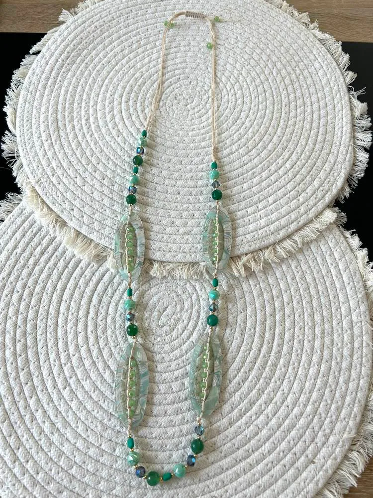 Collier sautoir Ovales vert