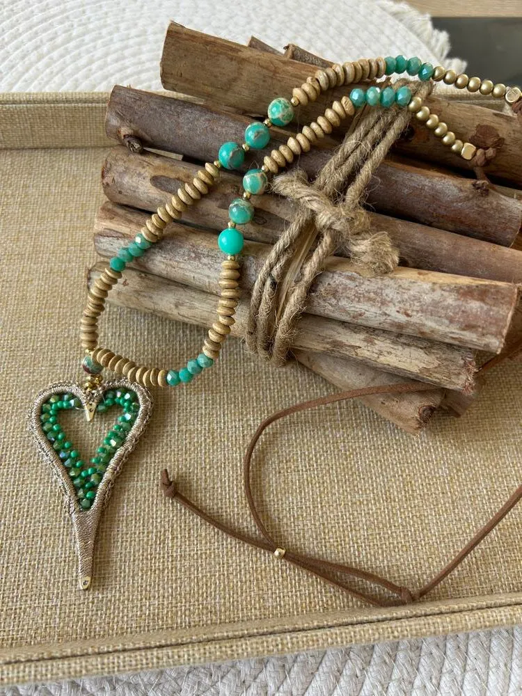 Collier Coeur vert