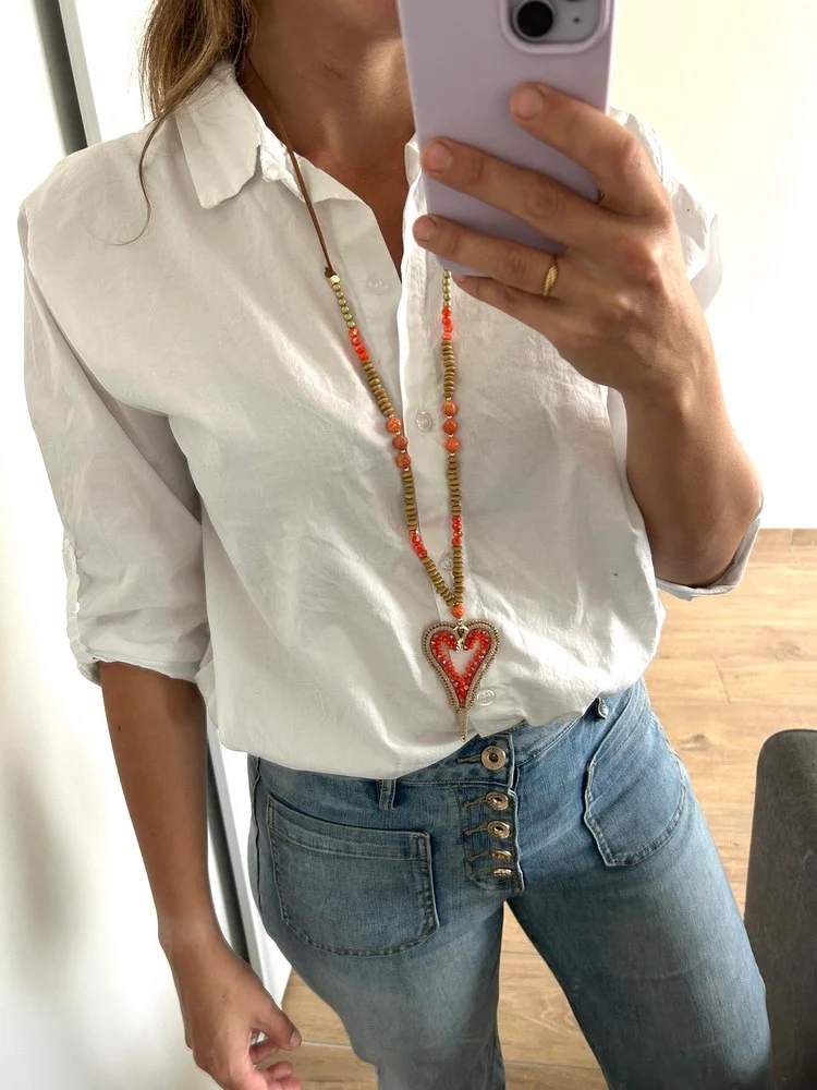 Collier Coeur corail