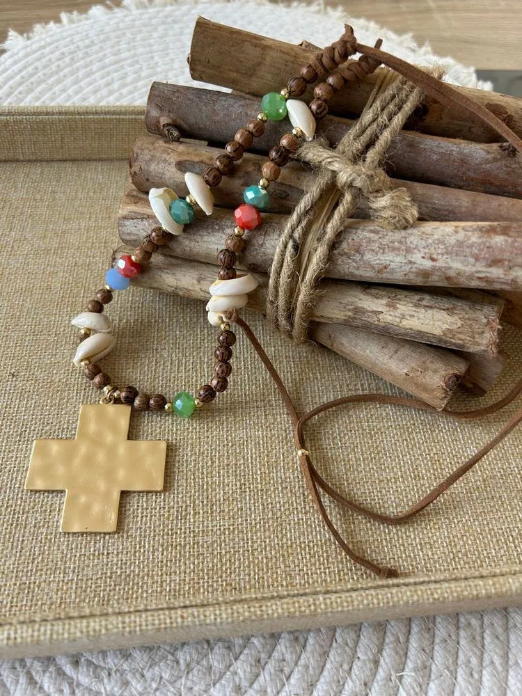 Collier Croix multicolore