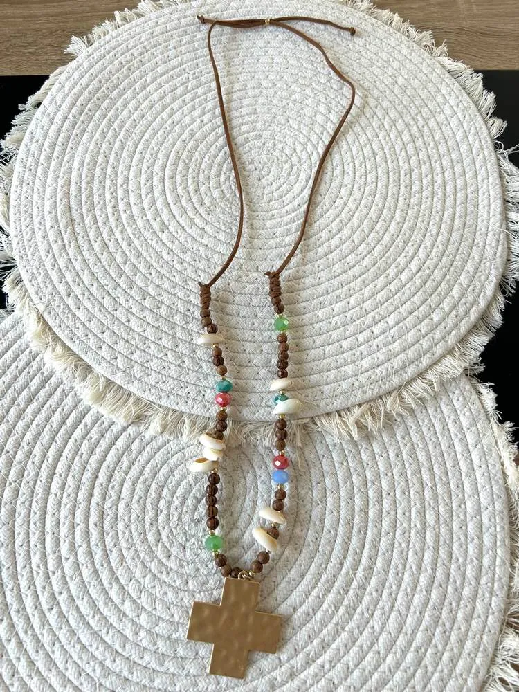 Collier Croix multicolore