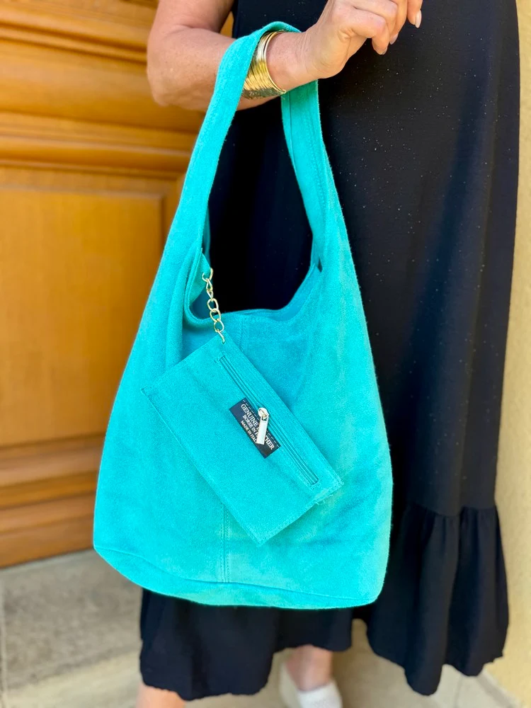 Sac besace en cuir Milano turquoise