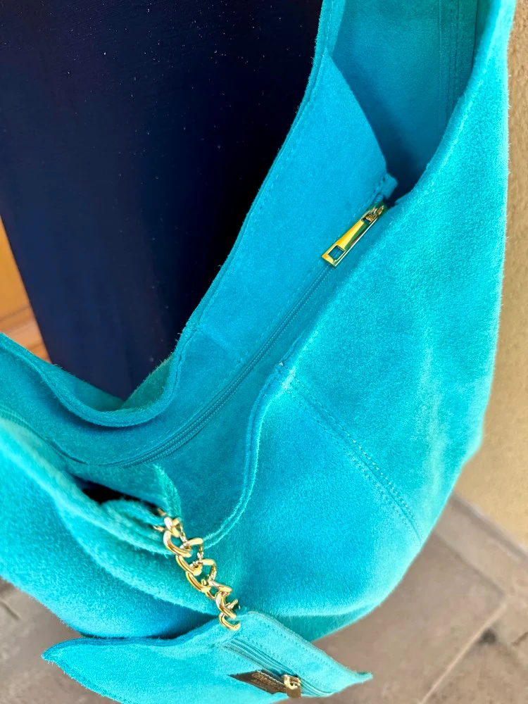 Sac besace en cuir Milano turquoise