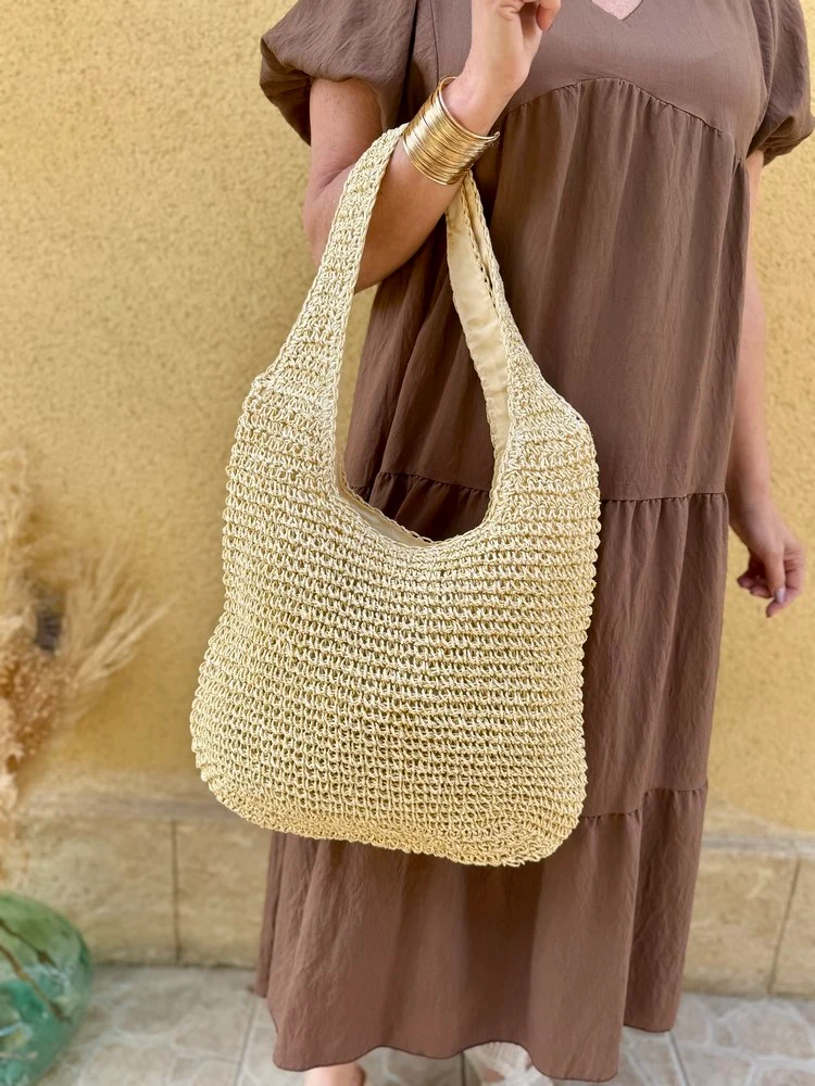 Sac fourre-tout Théodoro beige/doré