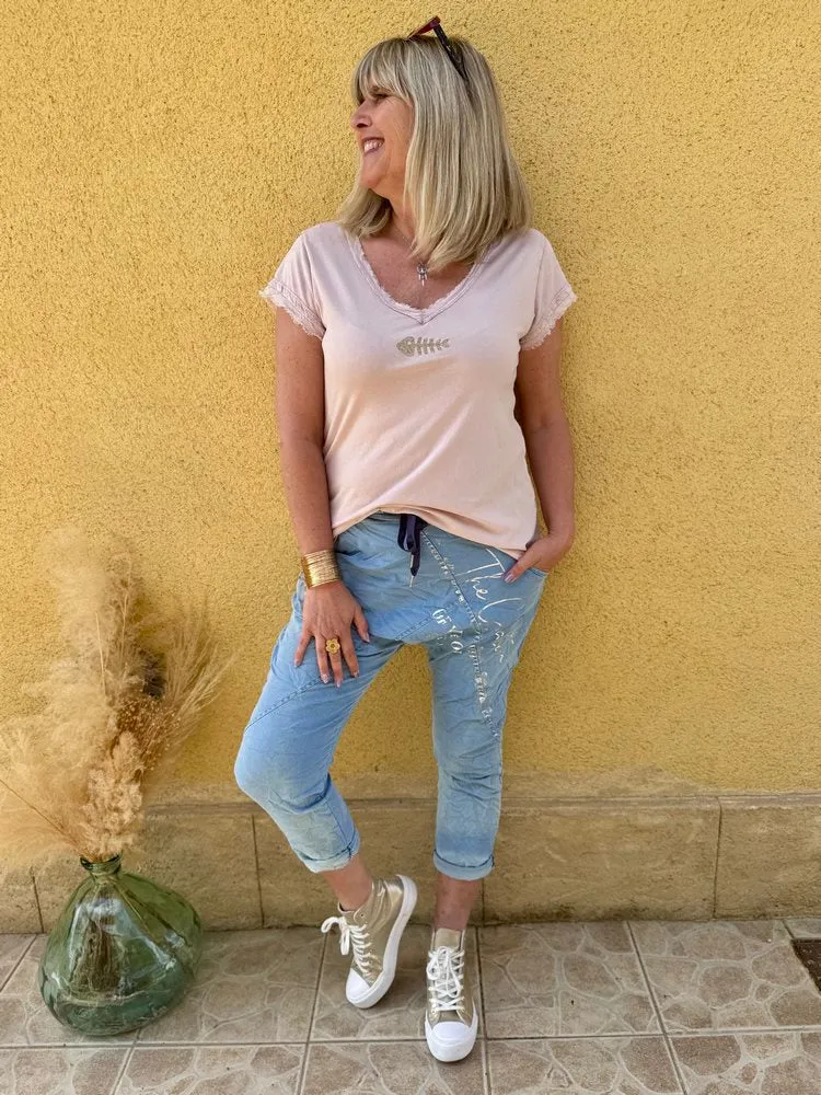 Teeshirt Poisson rose pâle