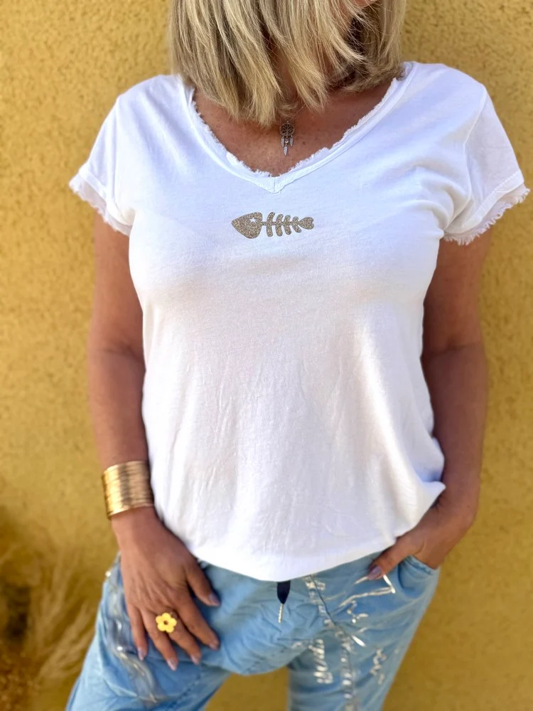 Teeshirt Poisson blanc