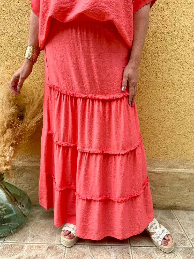 Jupe bohème Tina corail