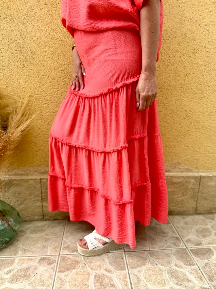 Jupe bohème Tina corail