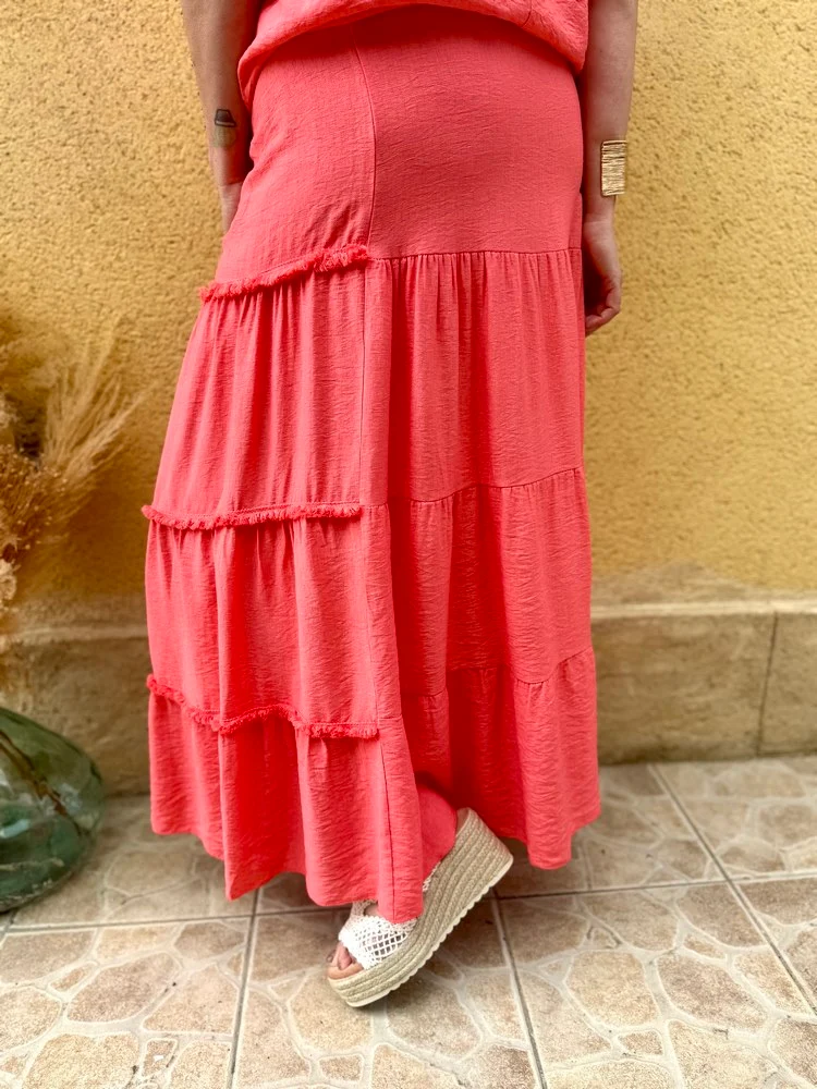 Jupe bohème Tina corail