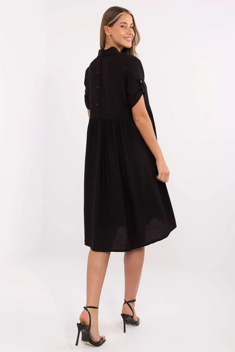 Robe chemise midi noire casual