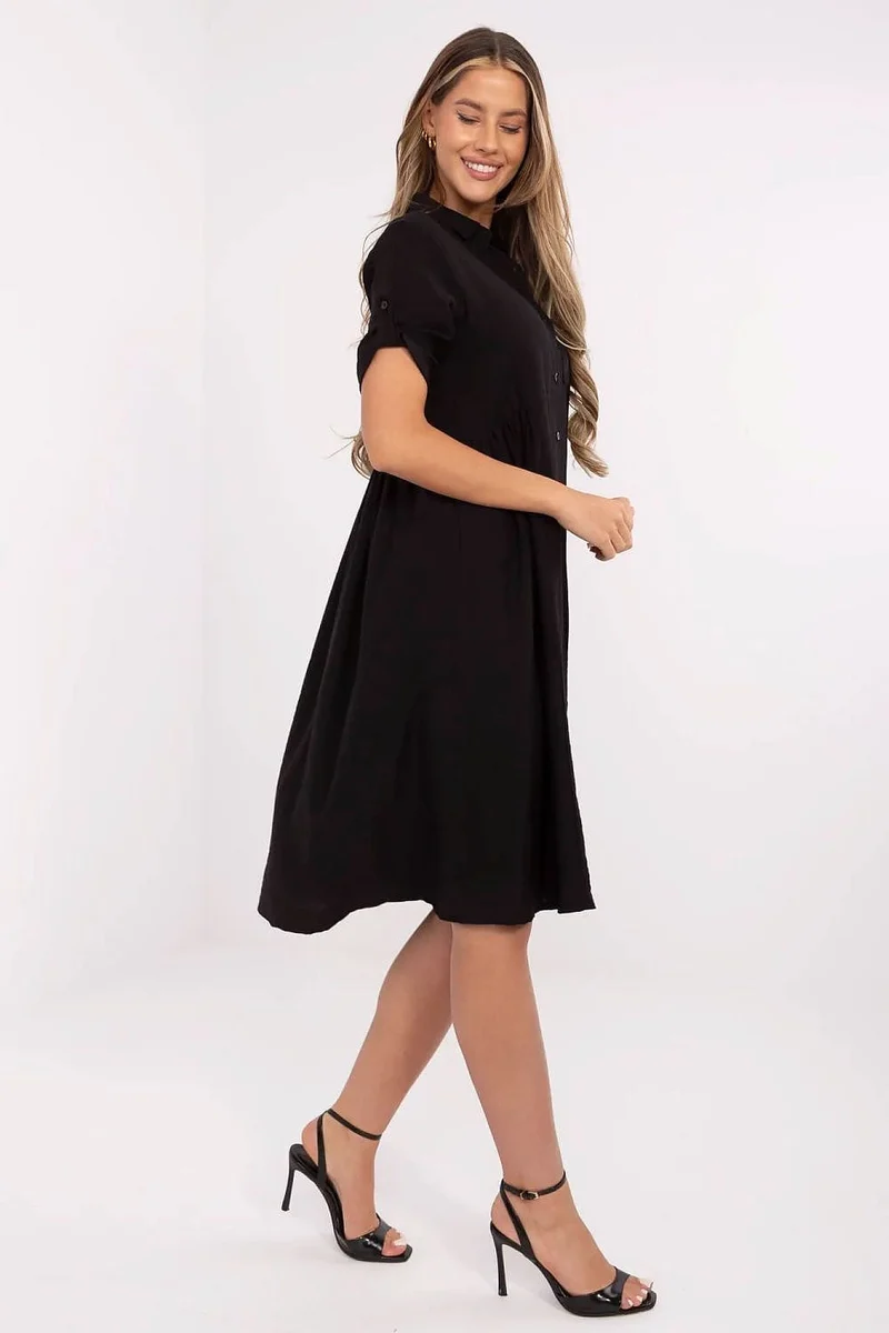Robe chemise midi noire casual